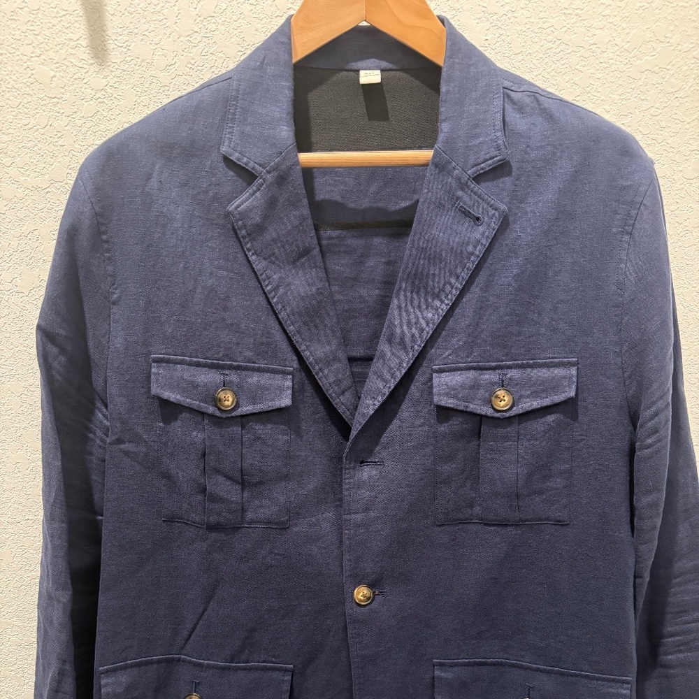Joseph Abboud Navy Linen Safari Jacket – XXL (50R)